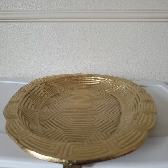 Gold Tone Metal Decorative Home Decor Wall Hanging Art Oval Platter Threshold - Picture 6 of 16